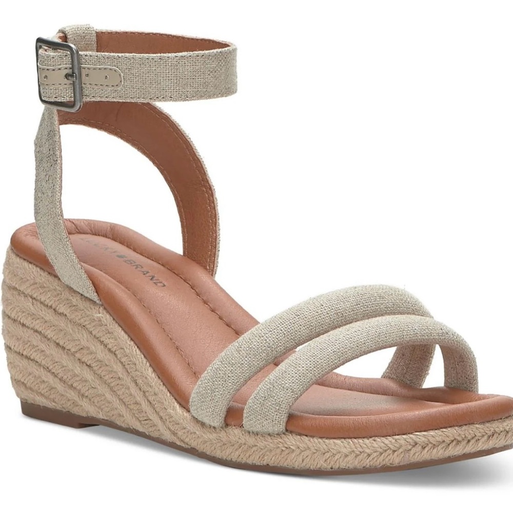 Lucky Brand Natural Linen Espadrille Wedge Sandals